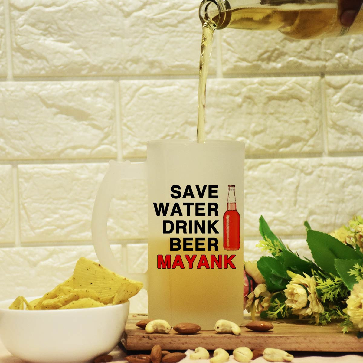 Personalised Save Water Drink Beer Mug