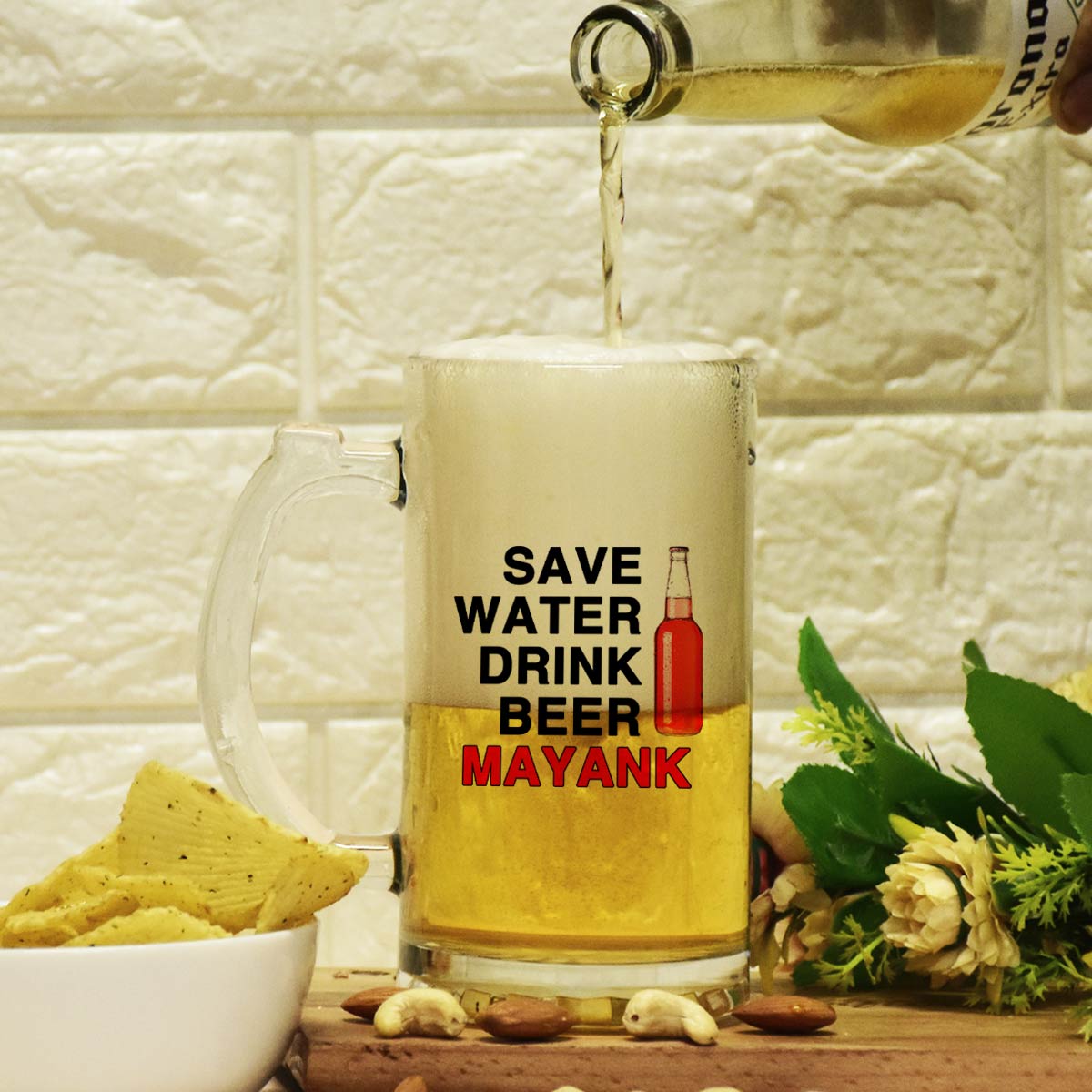 Personalised Save Water Drink Beer Mug