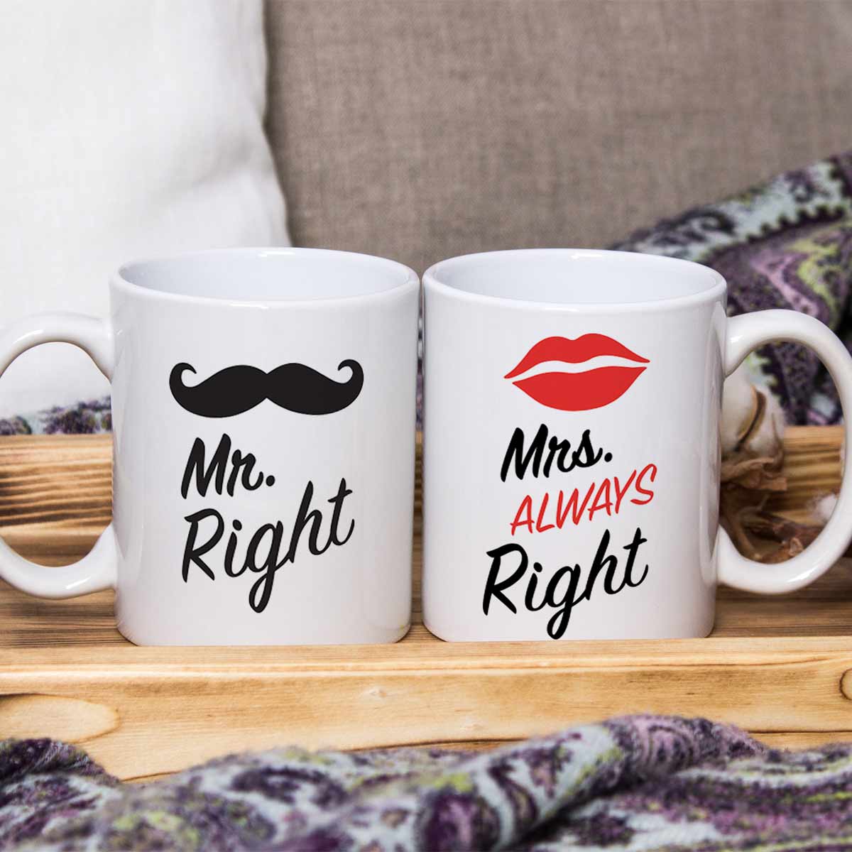 Mr. & Mrs. Always Right Valentine's Day Coffee Mug Set of 2 for Couple-1