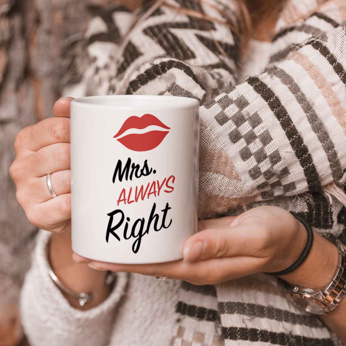 Mr. & Mrs. Always Right Valentine's Day Coffee Mug Set of 2 for Couple-2