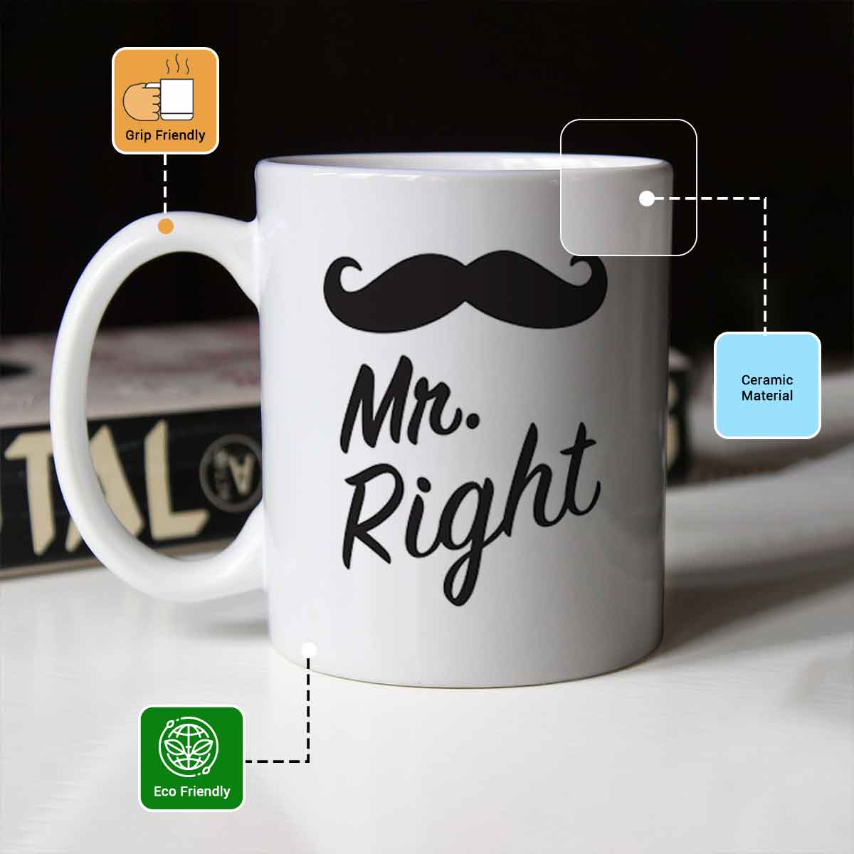 Mr. & Mrs. Always Right Valentine's Day Coffee Mug Set of 2 for Couple-4
