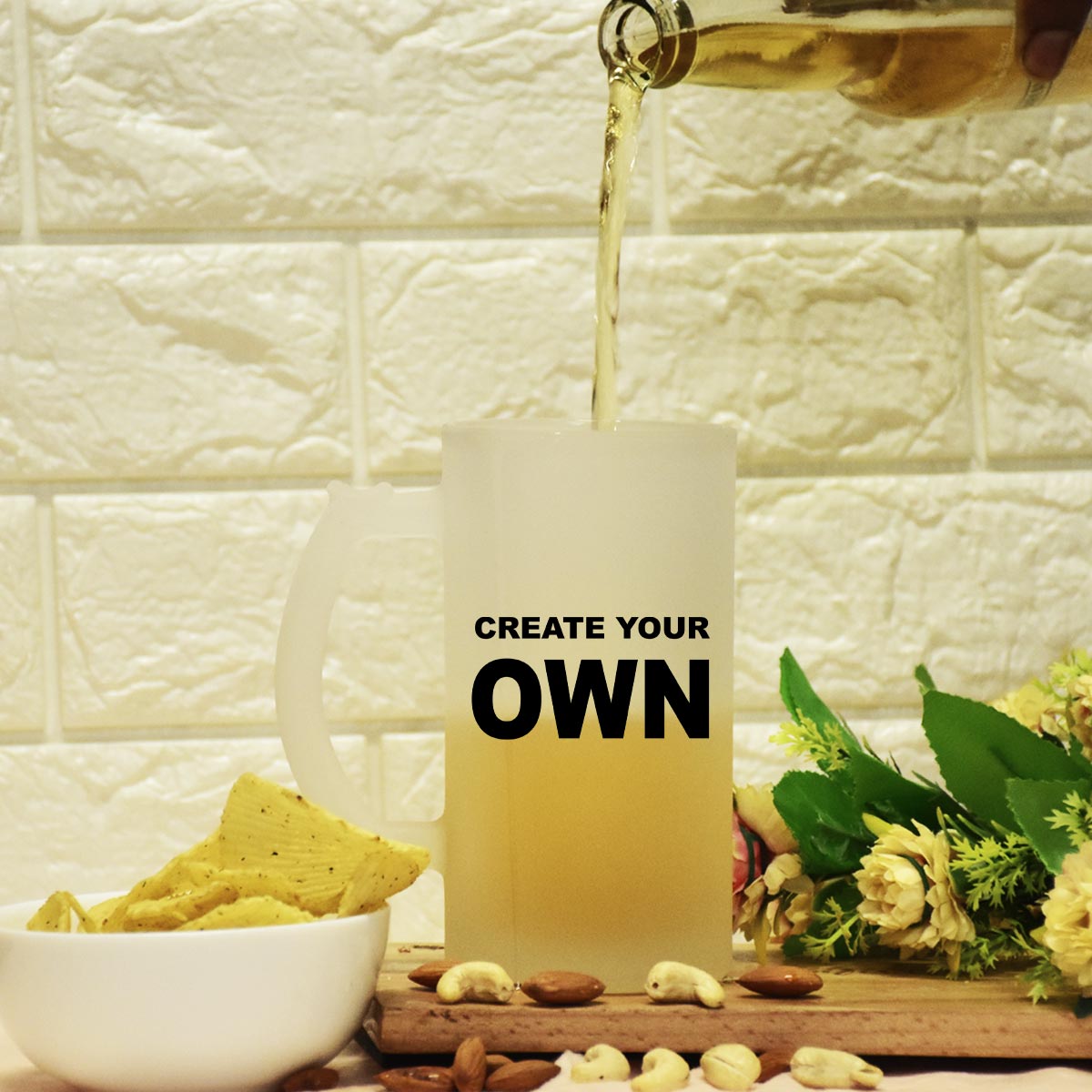 Create Your Own Personalised Transparent Beer Mug 600ml - Beer Lover Gift
