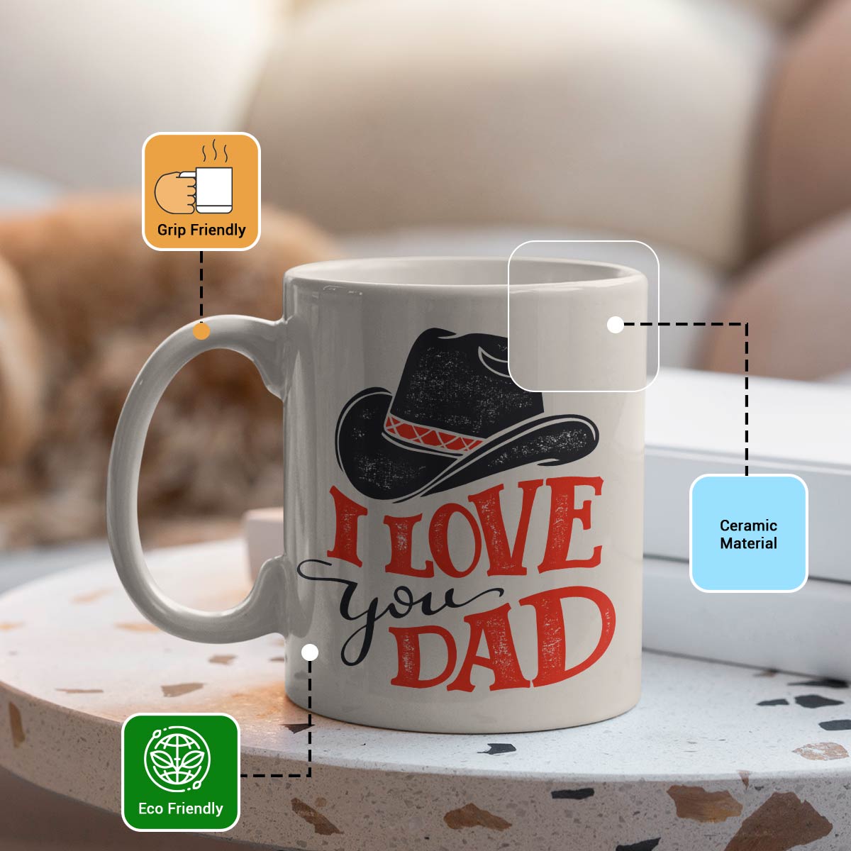 Love You Dad Ceramic Coffee Mug Gift For Father's Day 4