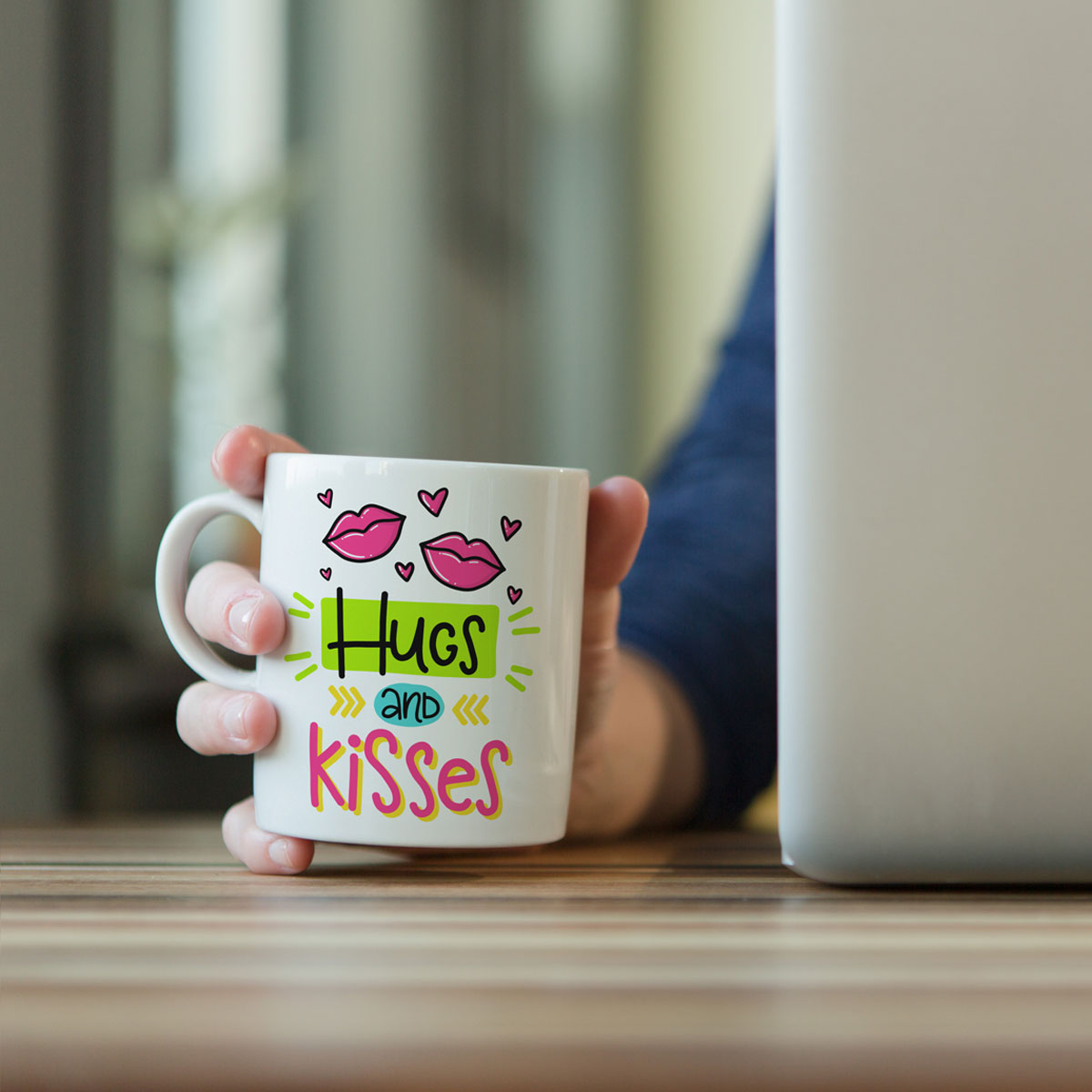 Hugs & Kisses Ceramic Couple Coffee Mug Gift for Valentine's Day-4