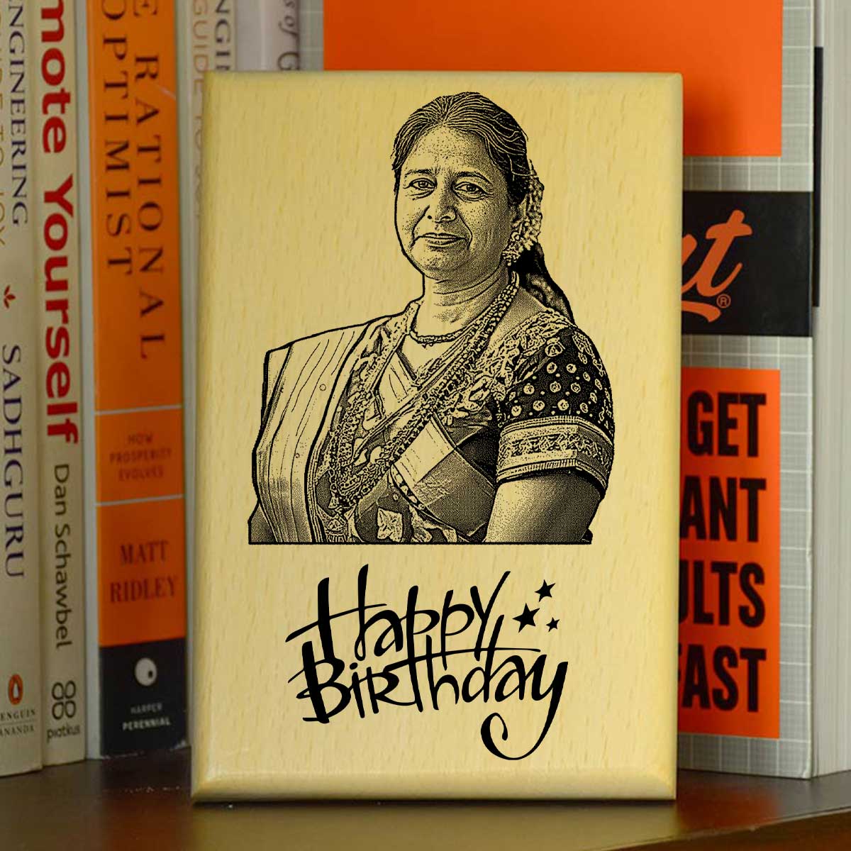 Personalized Happy Birthday Engraved Wooden Frame with Photo