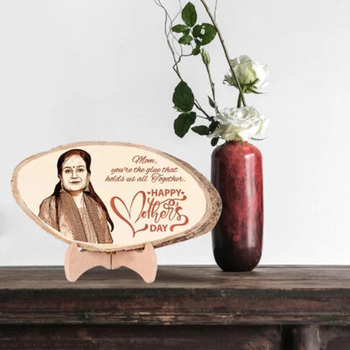 Personalised Natural engraved Wooden Round Plaque-1