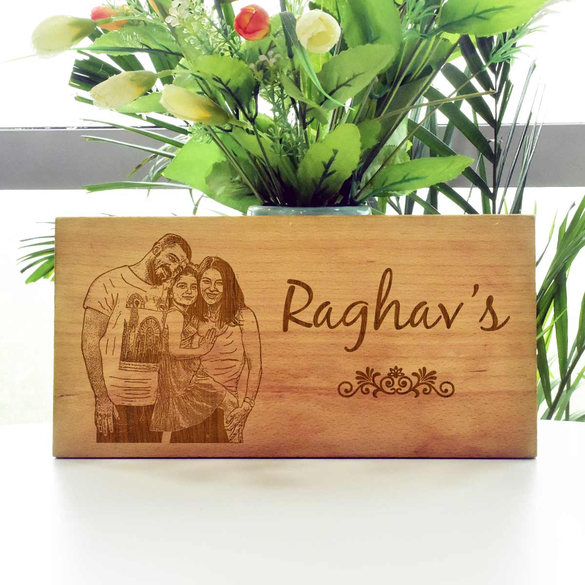 Persoanlized Wooden Engraved Name Plate for Home