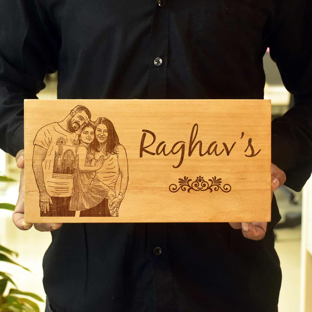 Persoanlized Wooden Engraved Name Plate for Home