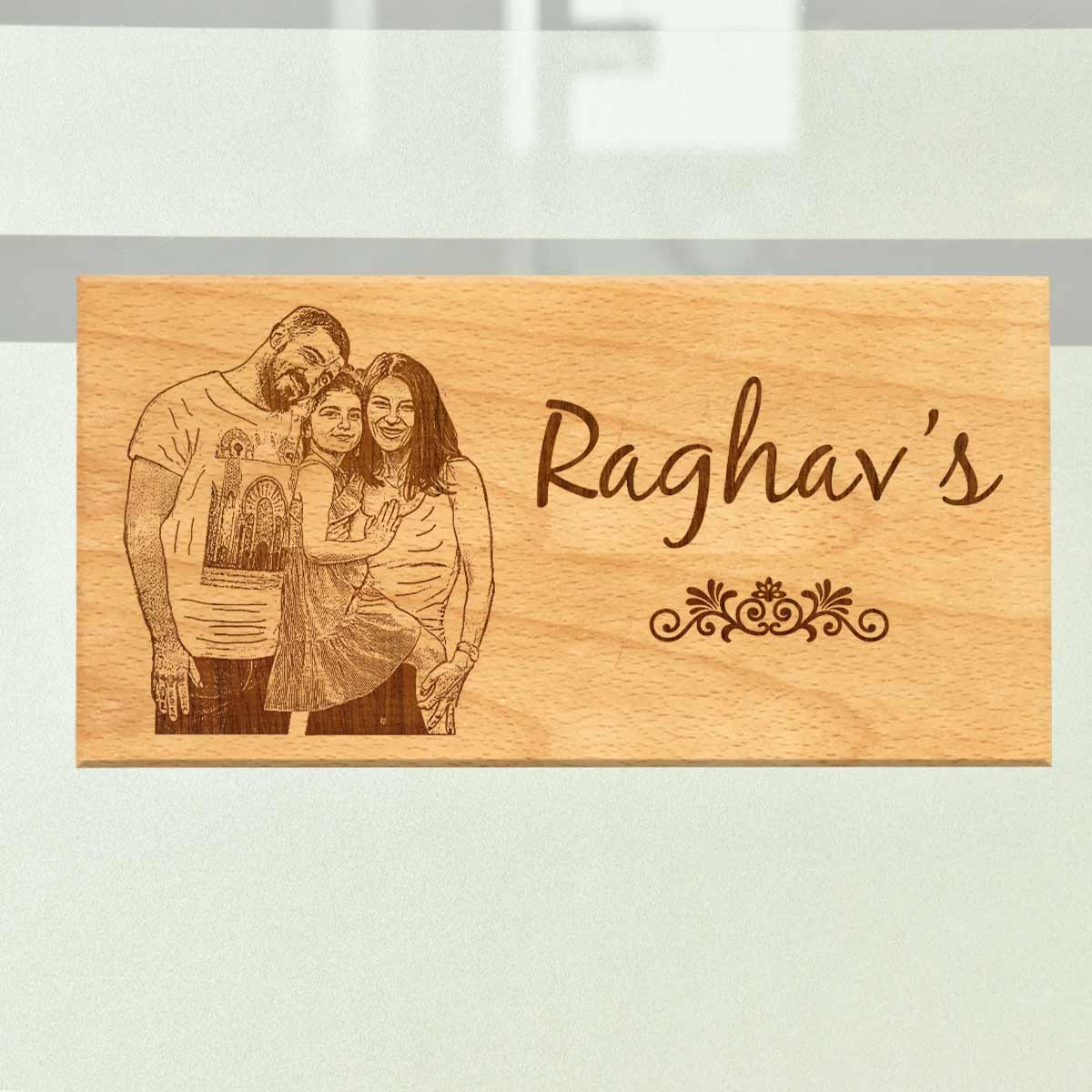 Persoanlized Wooden Engraved Name Plate for Home