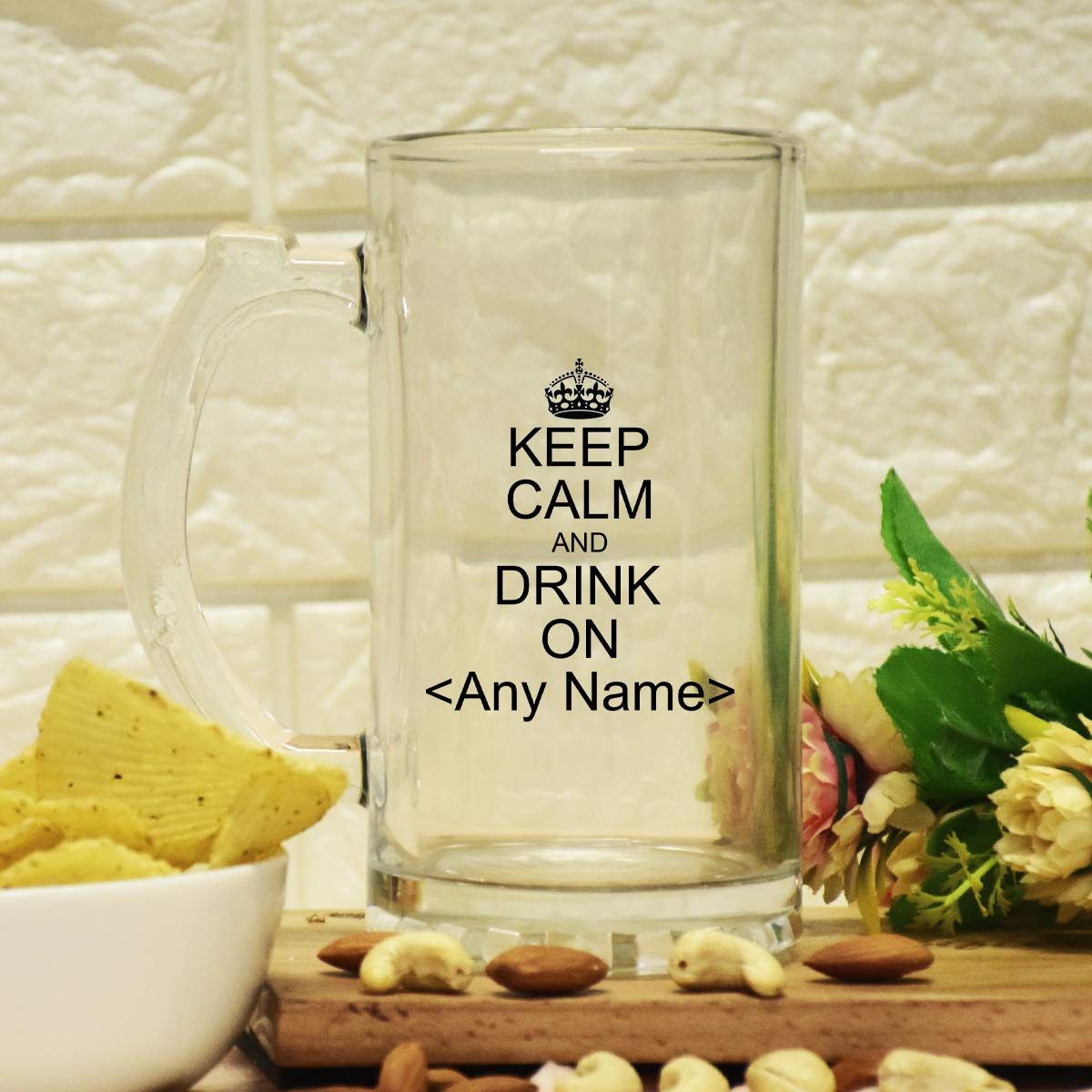 Personalised Keep Calm and Drink On Beer Mug