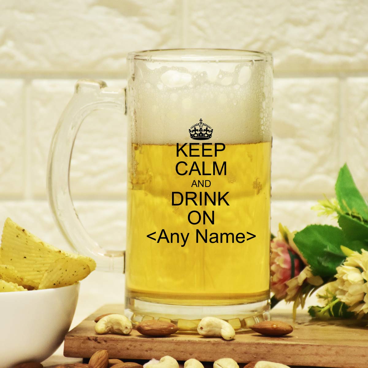 Personalised Keep Calm and Drink On Beer Mug