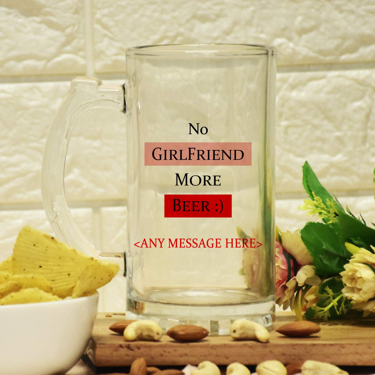 Personalised No Girlfriend More Beer Beer Mug
