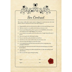 Personalised Naughty Sex Contract for Men