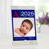 Personalised Baby Boy Birth Details Glass Frame