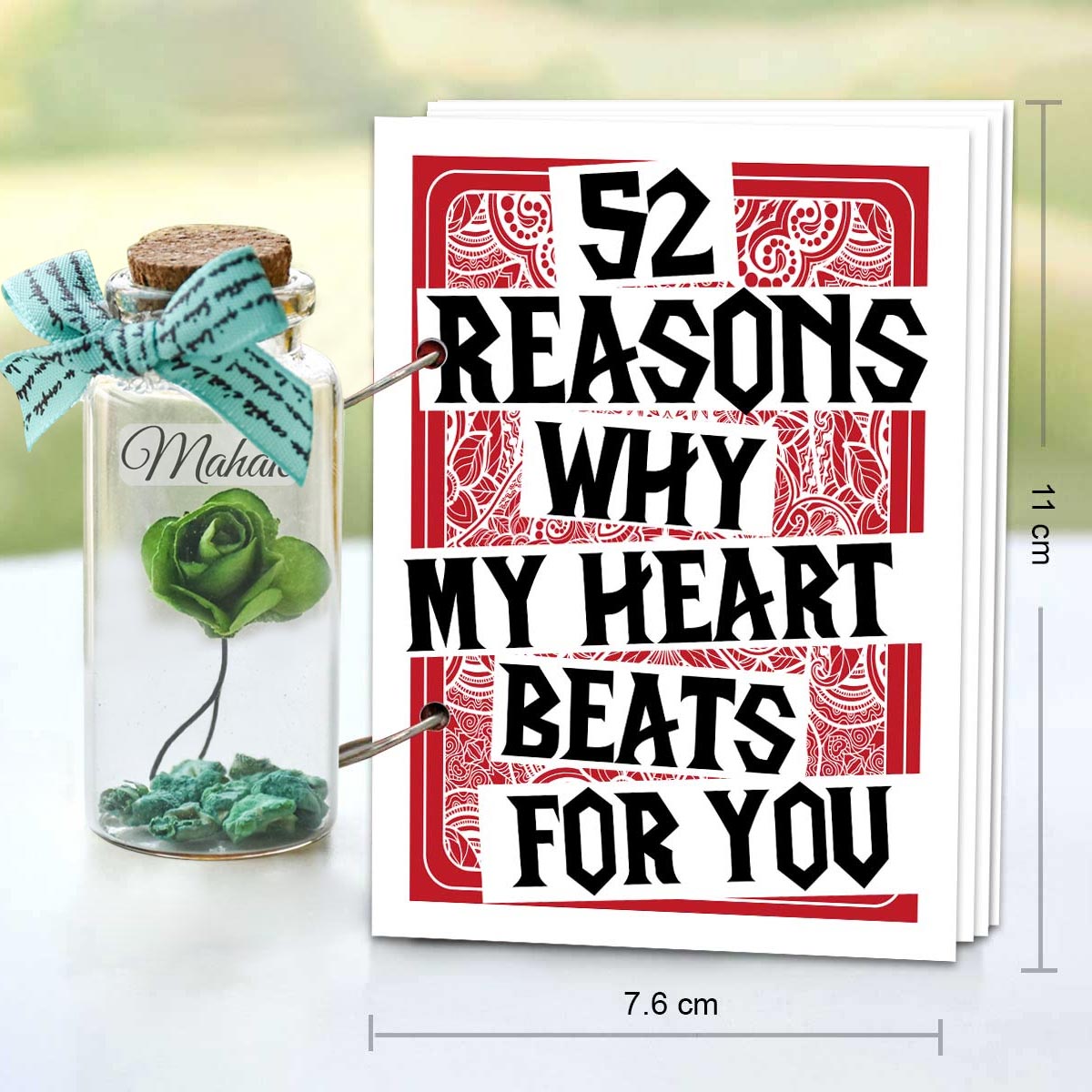 Personalised Message Bottle & 52 Reason I Love You Deck Of Cards