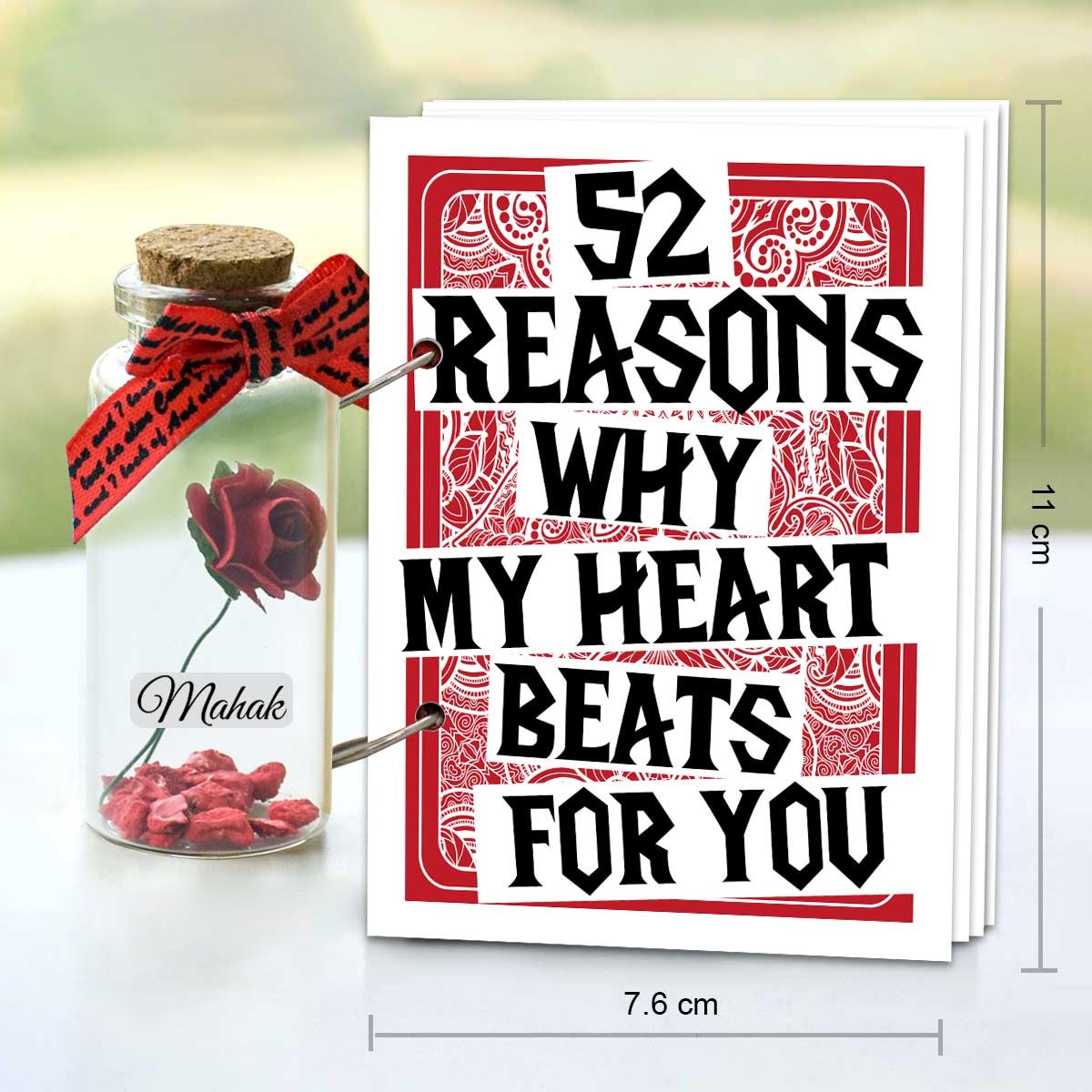 Personalised Message Bottle & 52 Reason I Love You Deck Of Cards