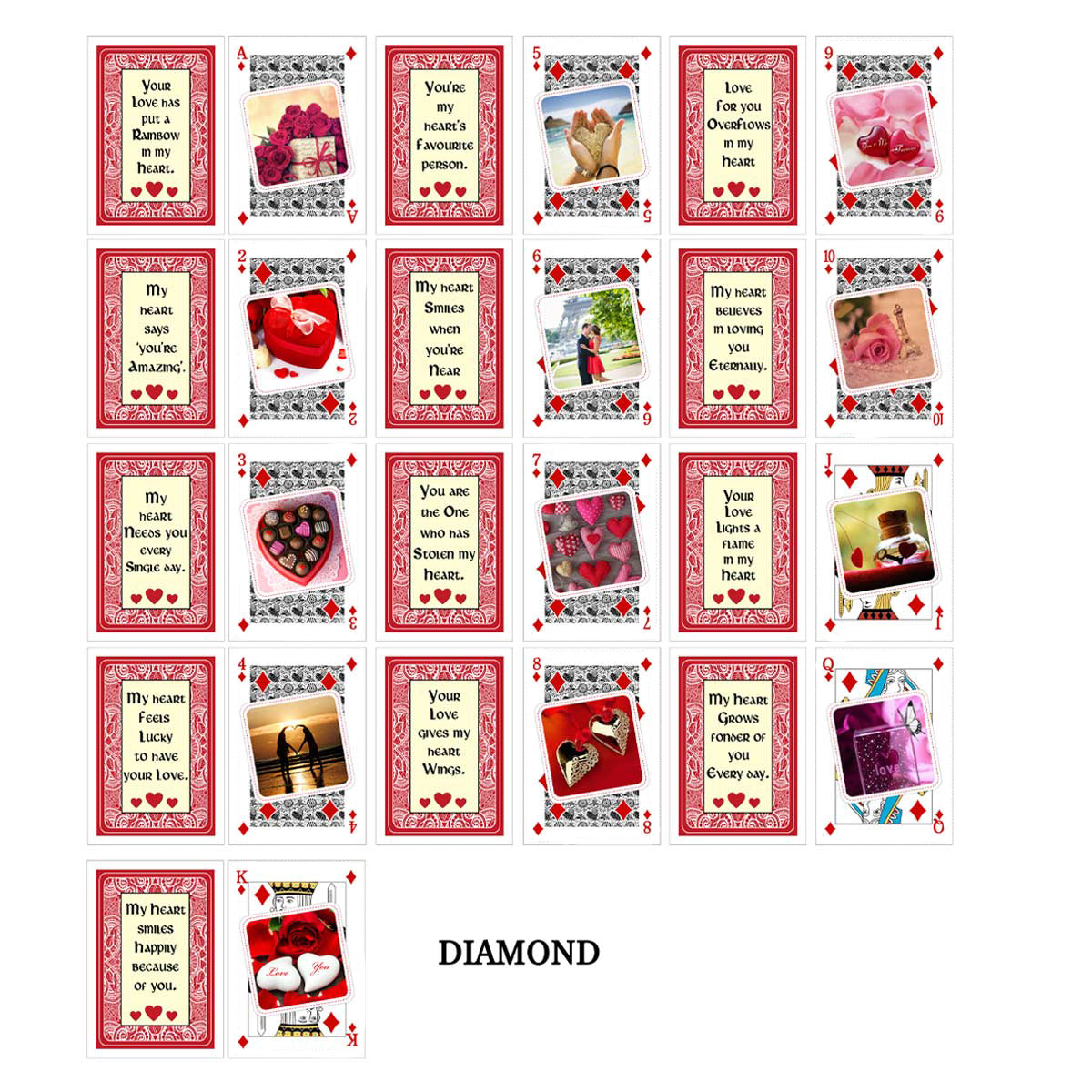 Personalised Message Bottle & 52 Reason I Love You Deck Of Cards