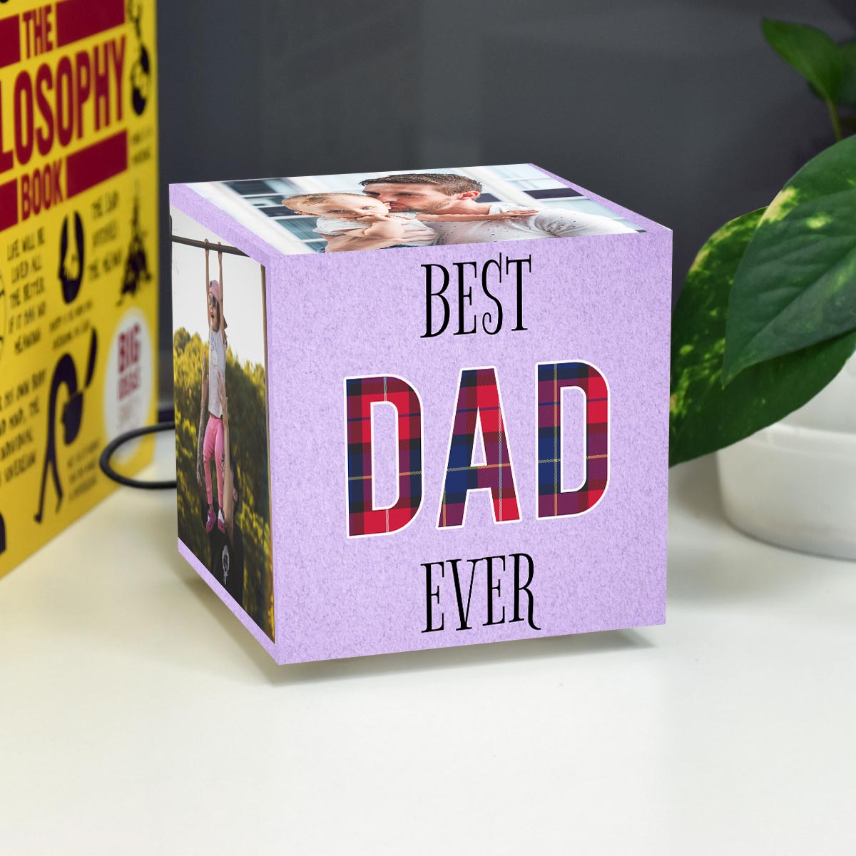 Personalised Best Dad Ever Mini Table Lamp With Wooden Base
