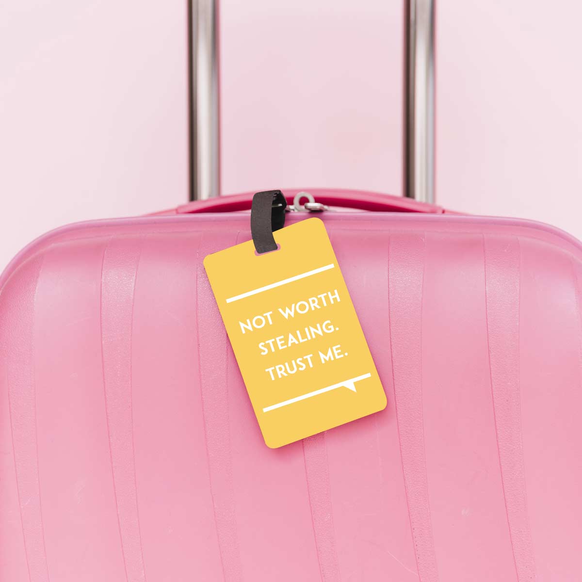 Personalised Not Worth Stealing Black Luggage Tag