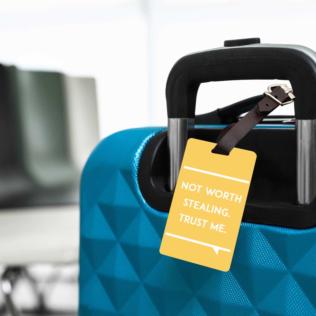 Personalised Not Worth Stealing Black Luggage Tag