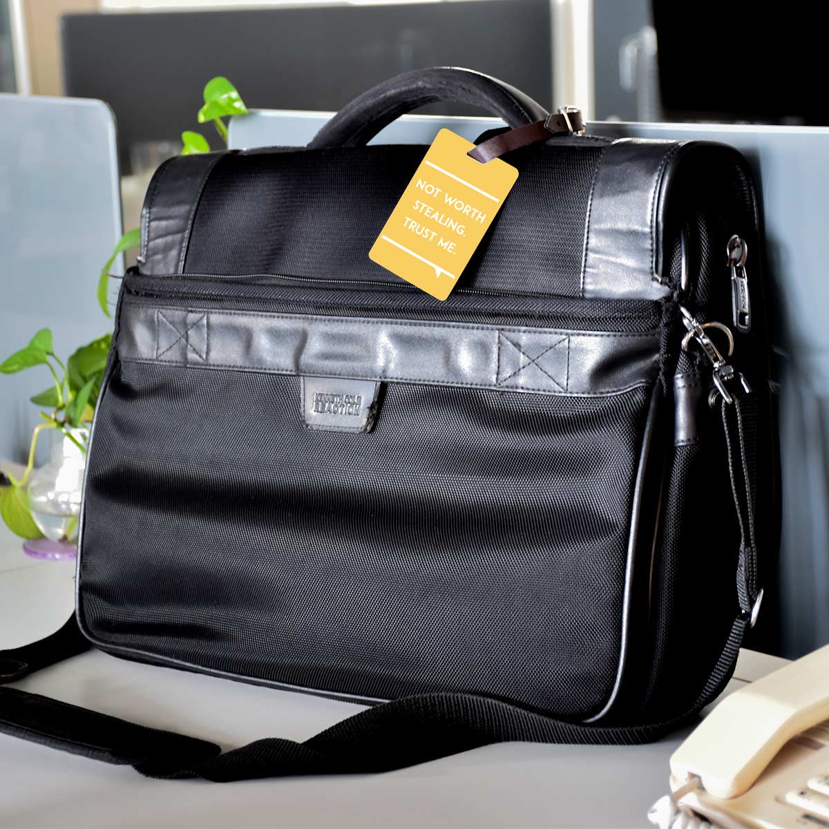 Personalised Not Worth Stealing Black Luggage Tag