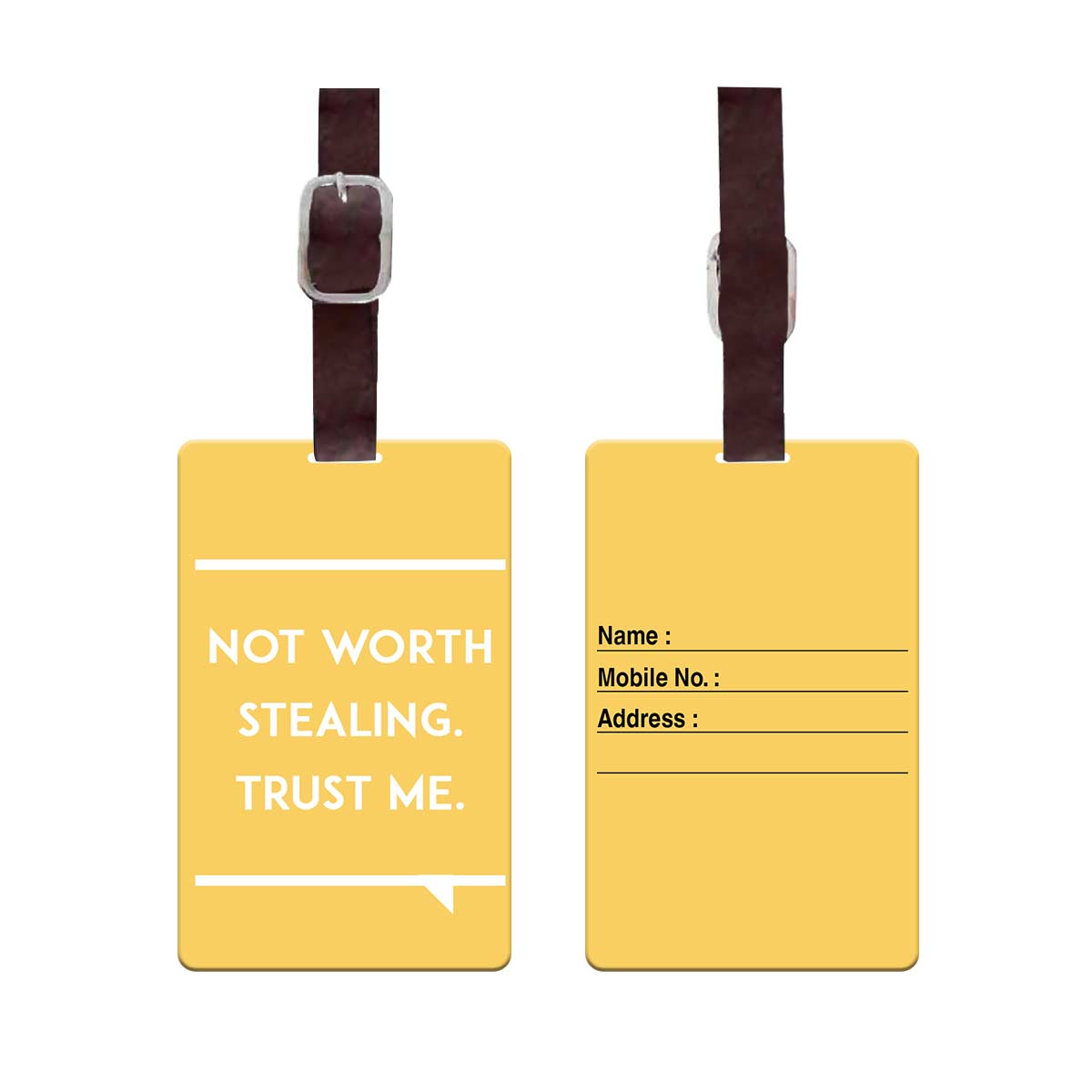 Personalised Not Worth Stealing Black Luggage Tag