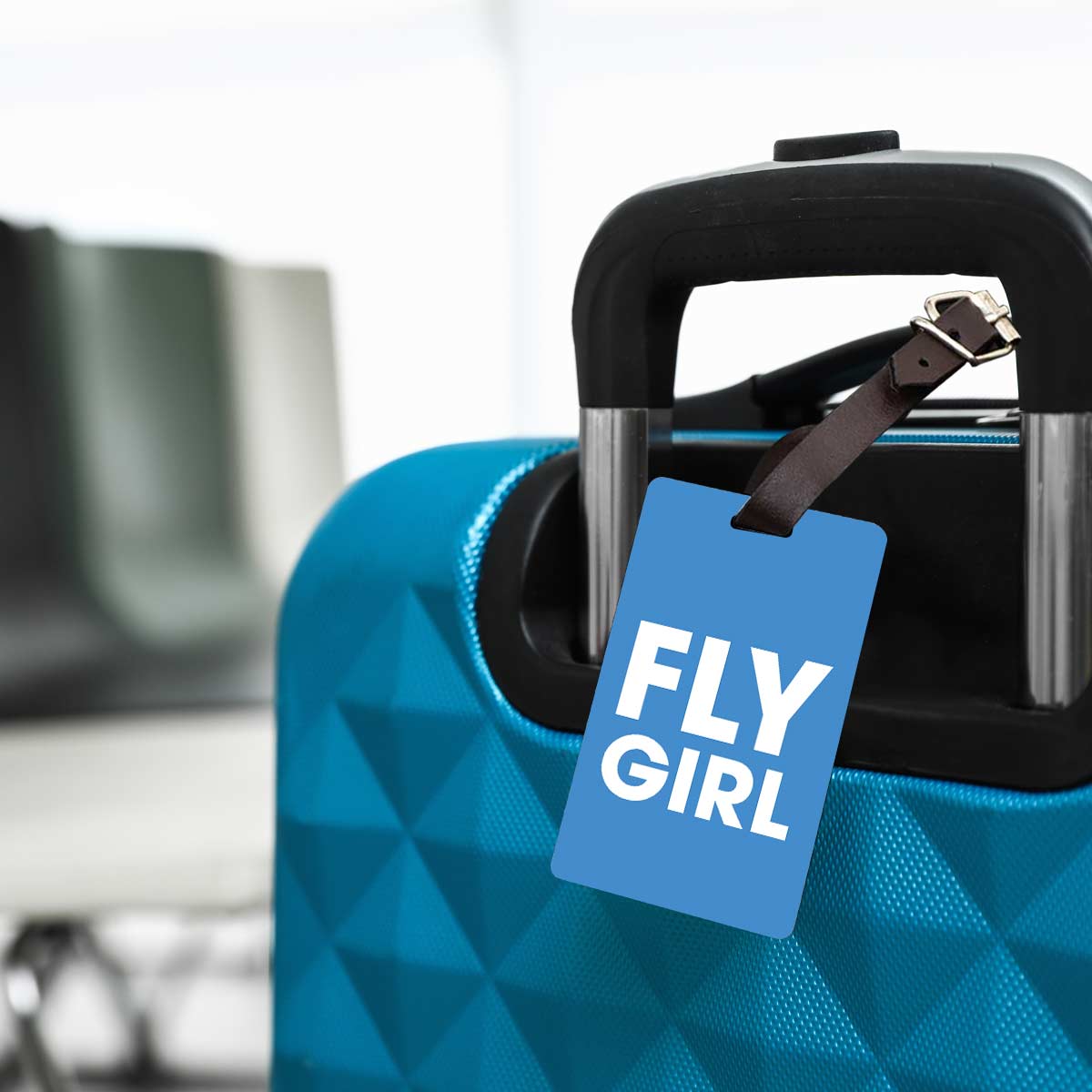 Personalised Fly Girl Blue Luggage Tag