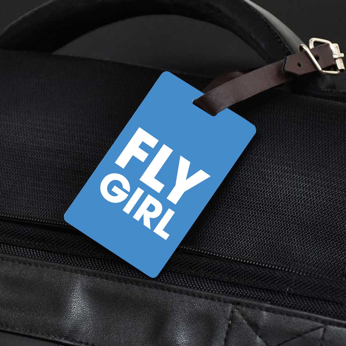 Personalised Fly Girl Blue Luggage Tag