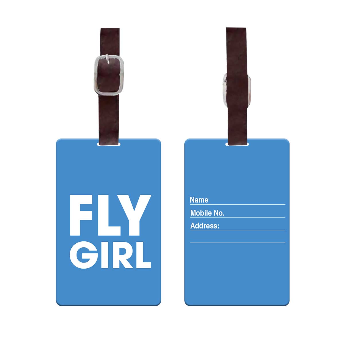 Personalised Fly Girl Blue Luggage Tag