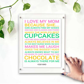 Personalised I Love Mom Poster Frame for Mother