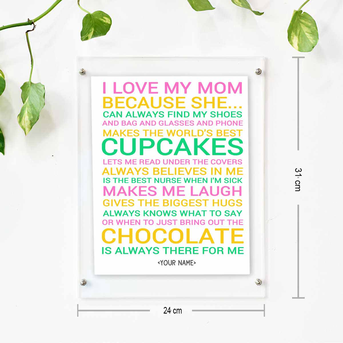 Personalised I Love Mom Poster Frame for Mother