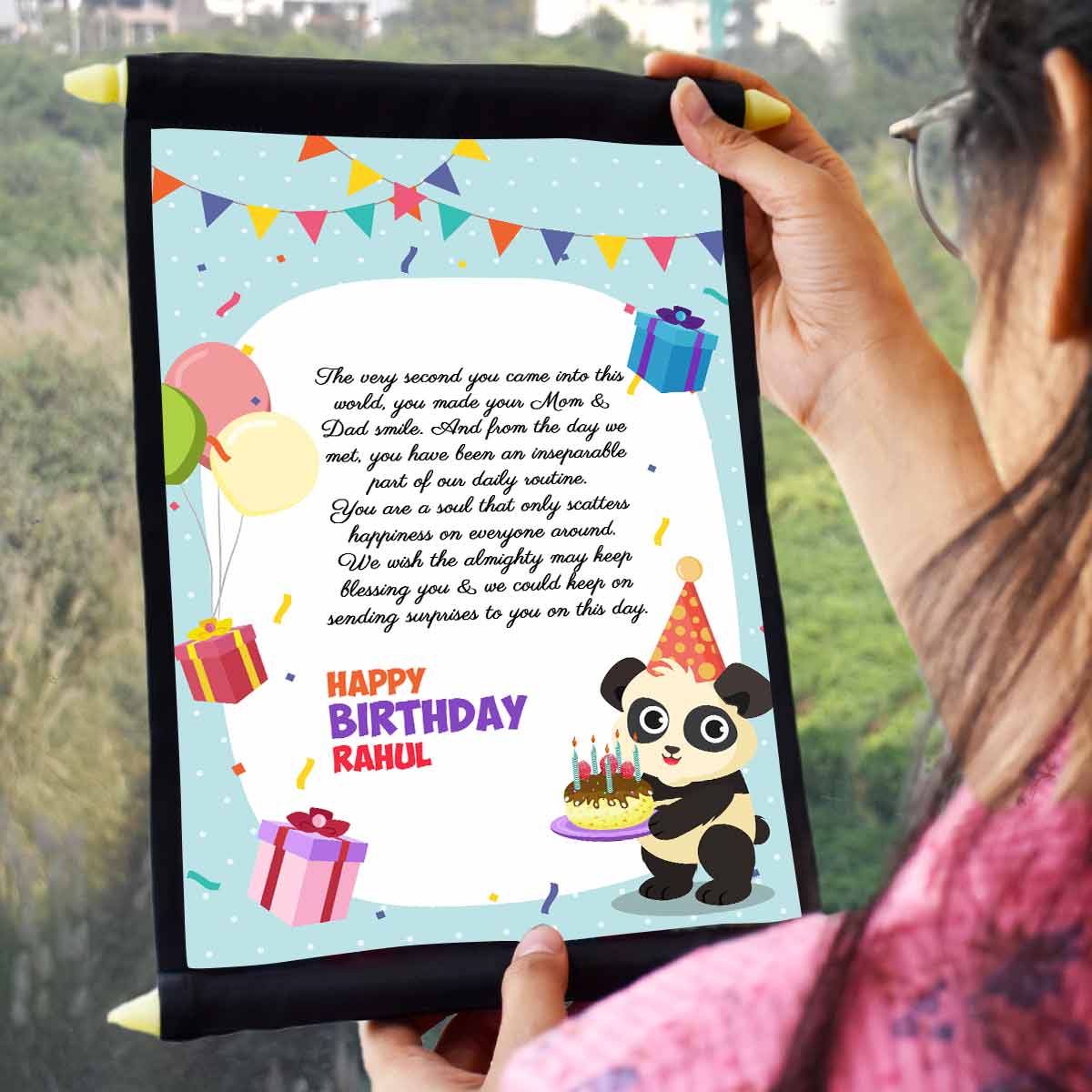 Personalized Message Printed Birthday Scroll from Mom & Dad