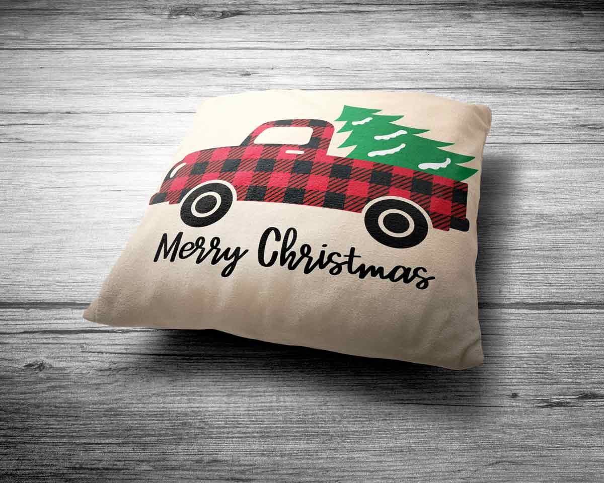 Chiristmas car velvet cushion