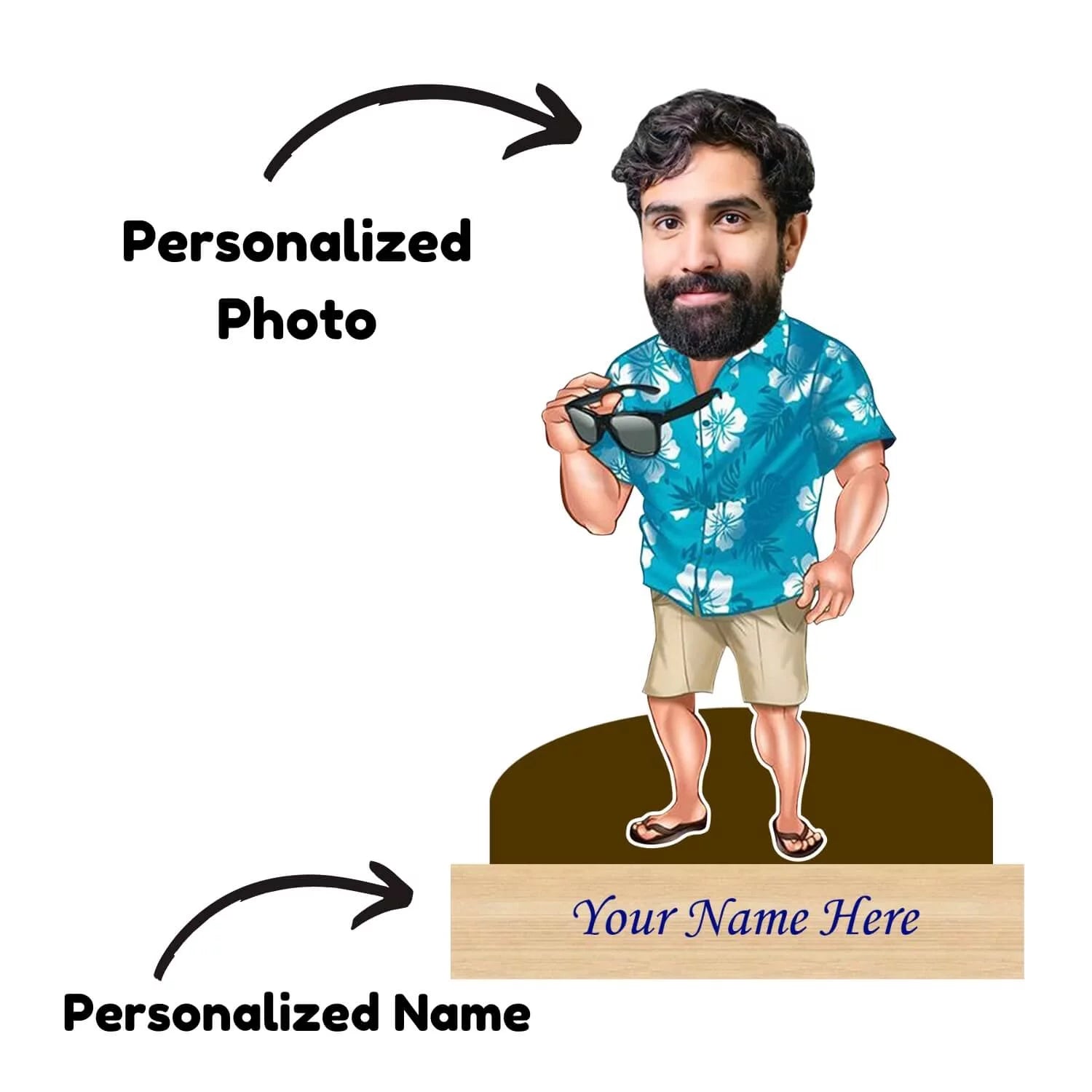 Personalized Caricature for Cool Man with Custom Name