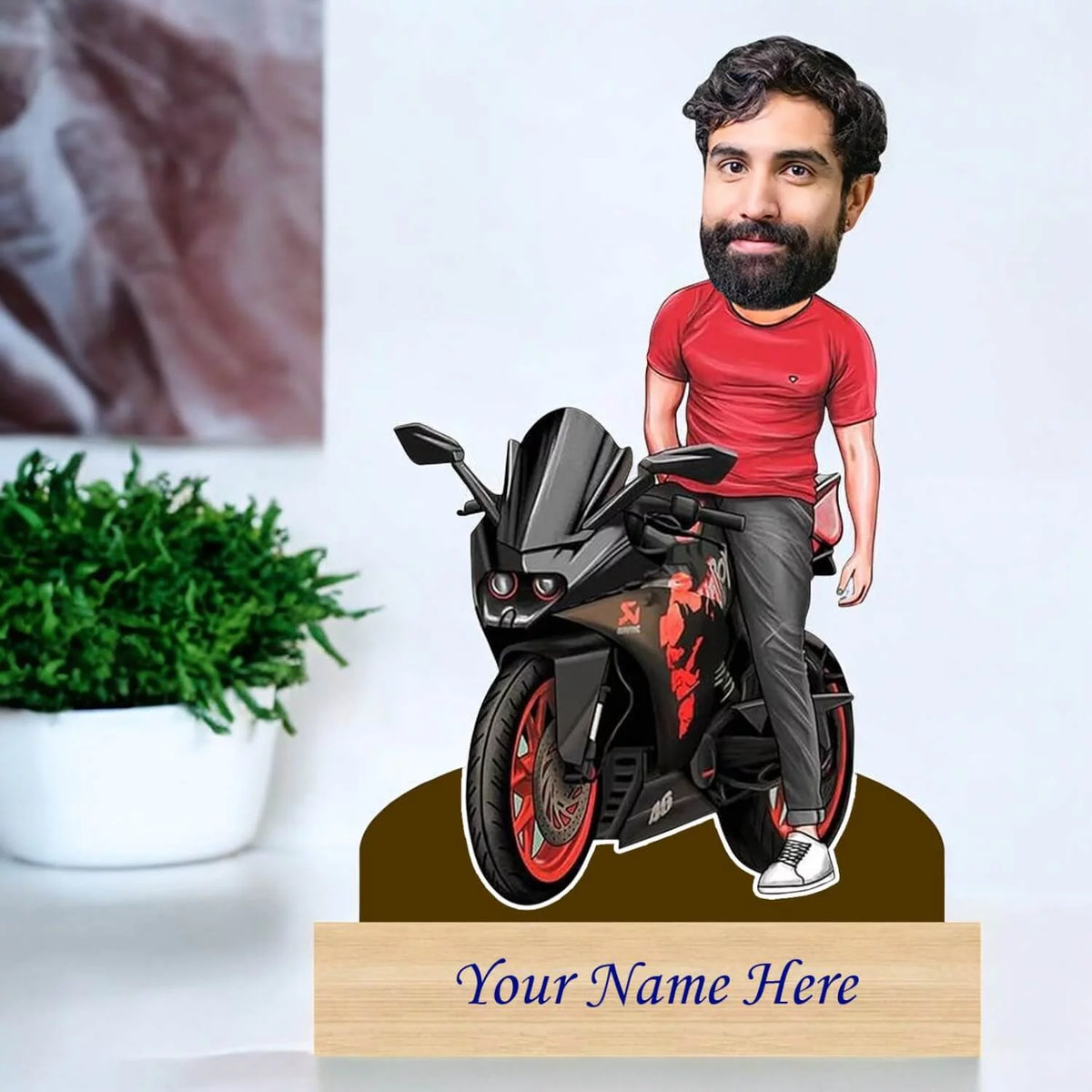 Personalized Caricature for Bike Lover with Custom Name