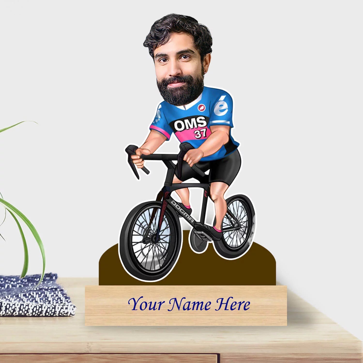 Personalized Caricature for Cycle Lover with Custom Name