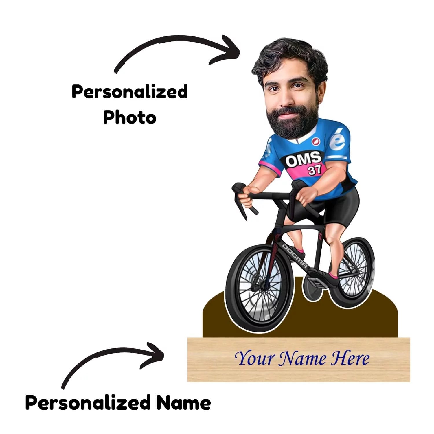 Personalized Caricature for Cycle Lover with Custom Name