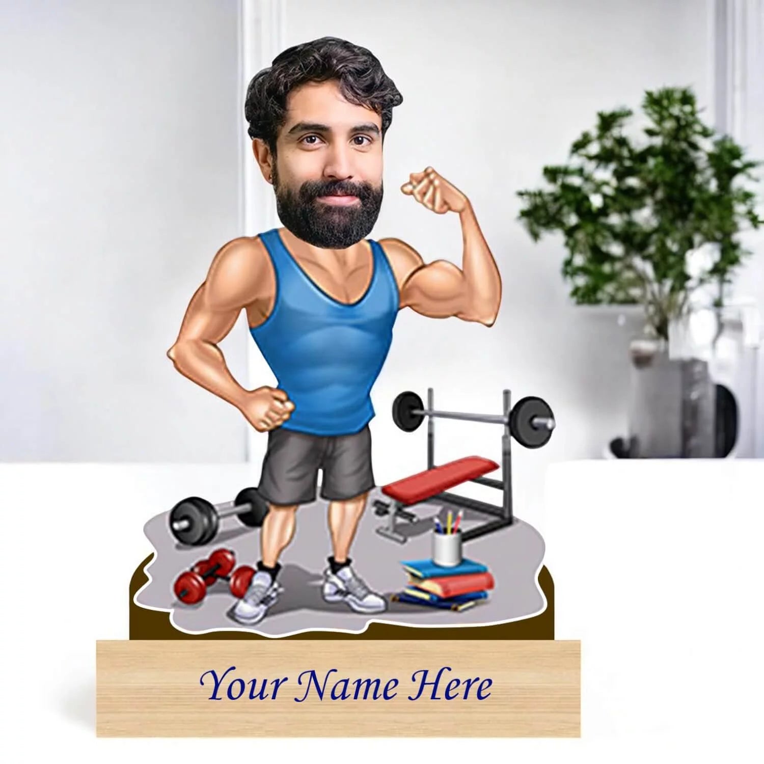 Personalized Caricature for GYM Lover with Custom Name