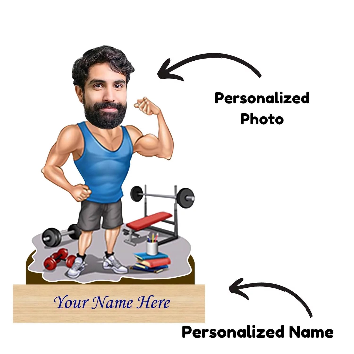 Personalized Caricature for GYM Lover with Custom Name