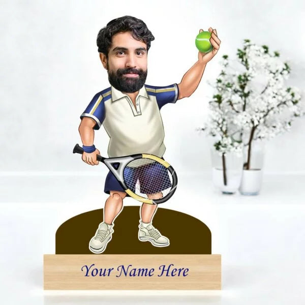 Personalized Caricature For Tennis Player with Custom Name