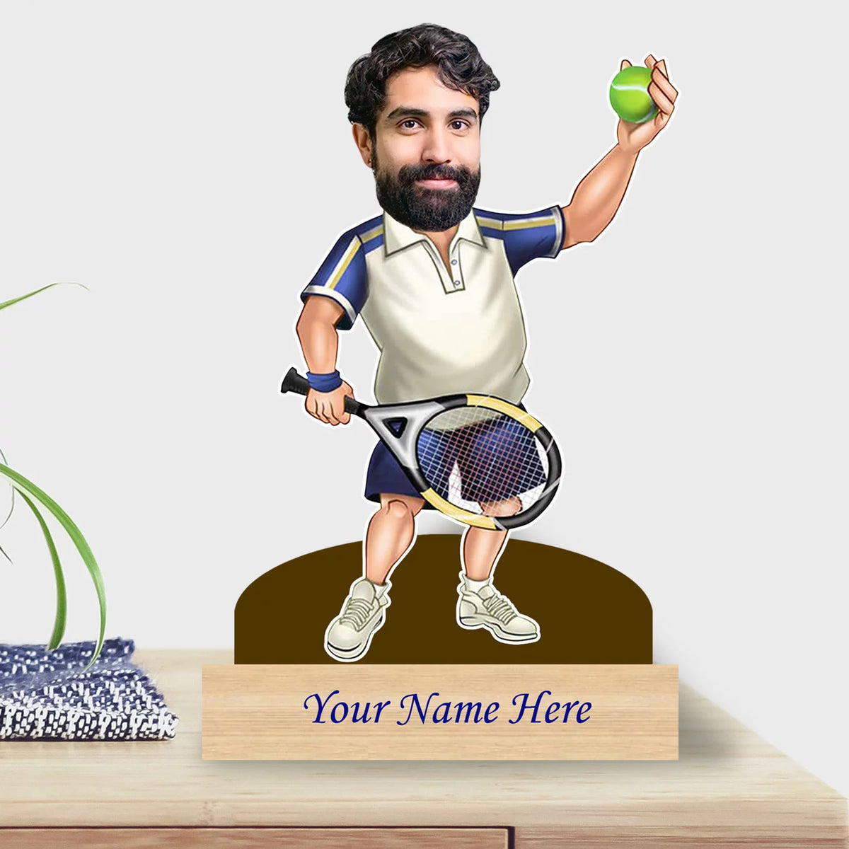 Personalized Caricature For Tennis Player with Custom Name