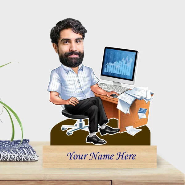 Personalized Caricature For Stock Trader with Custom Name