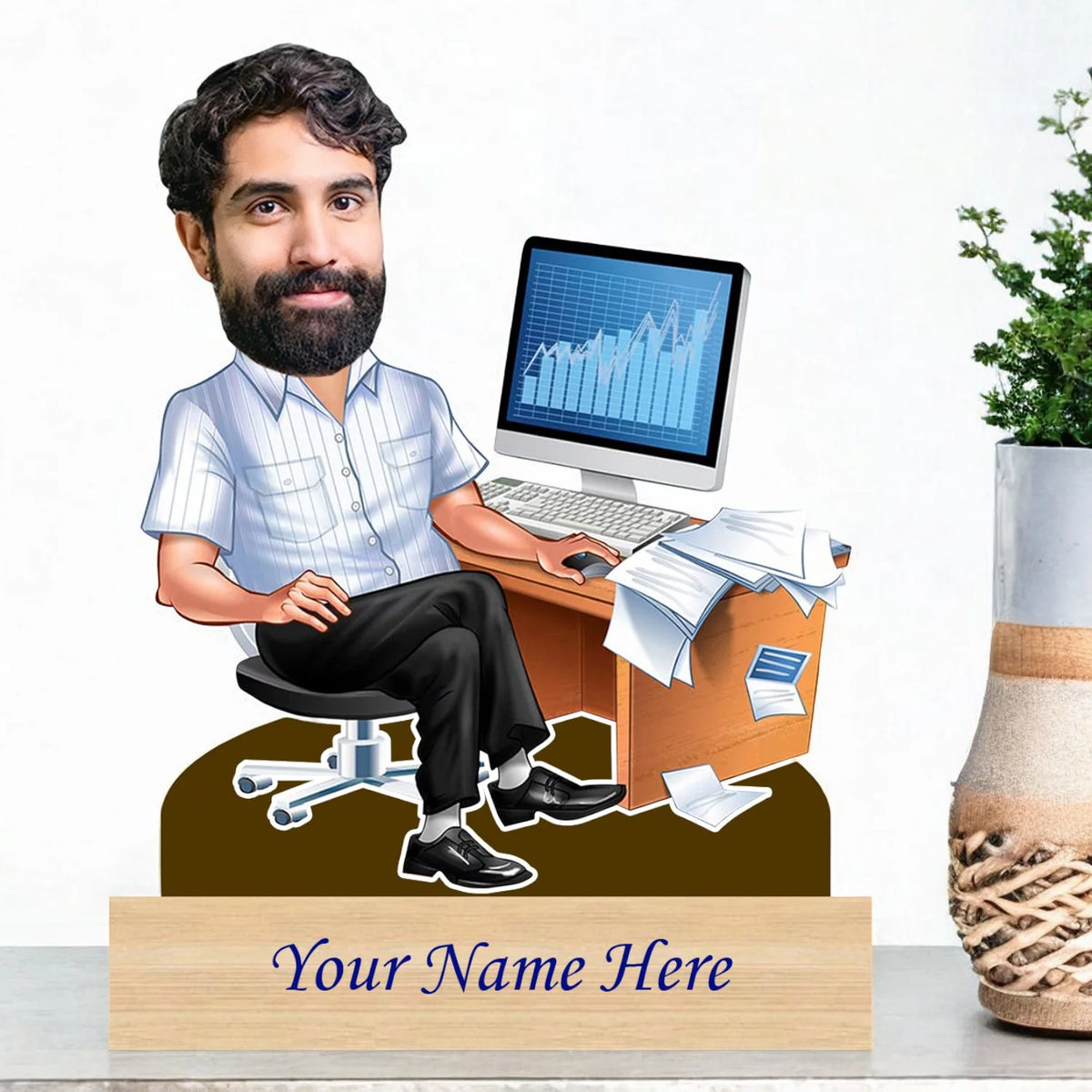 Personalized Caricature For Stock Trader with Custom Name