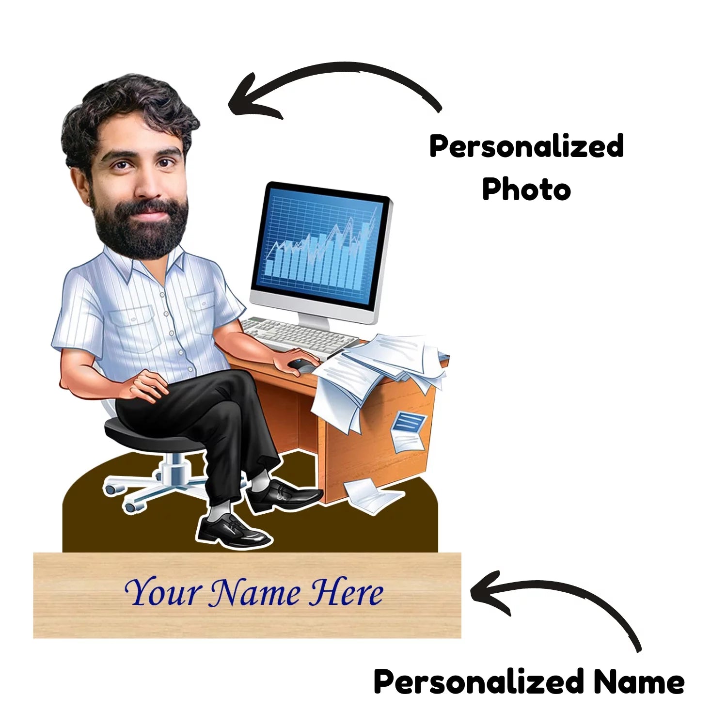Personalized Caricature For Stock Trader with Custom Name