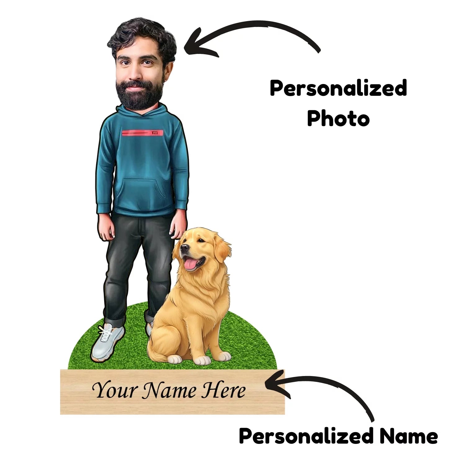 Personalized Dog Caricature For Golden Labrador Pet Lover