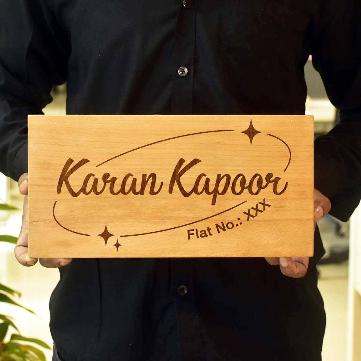 Wooden Engraved Personalised Male Name Plate for Home