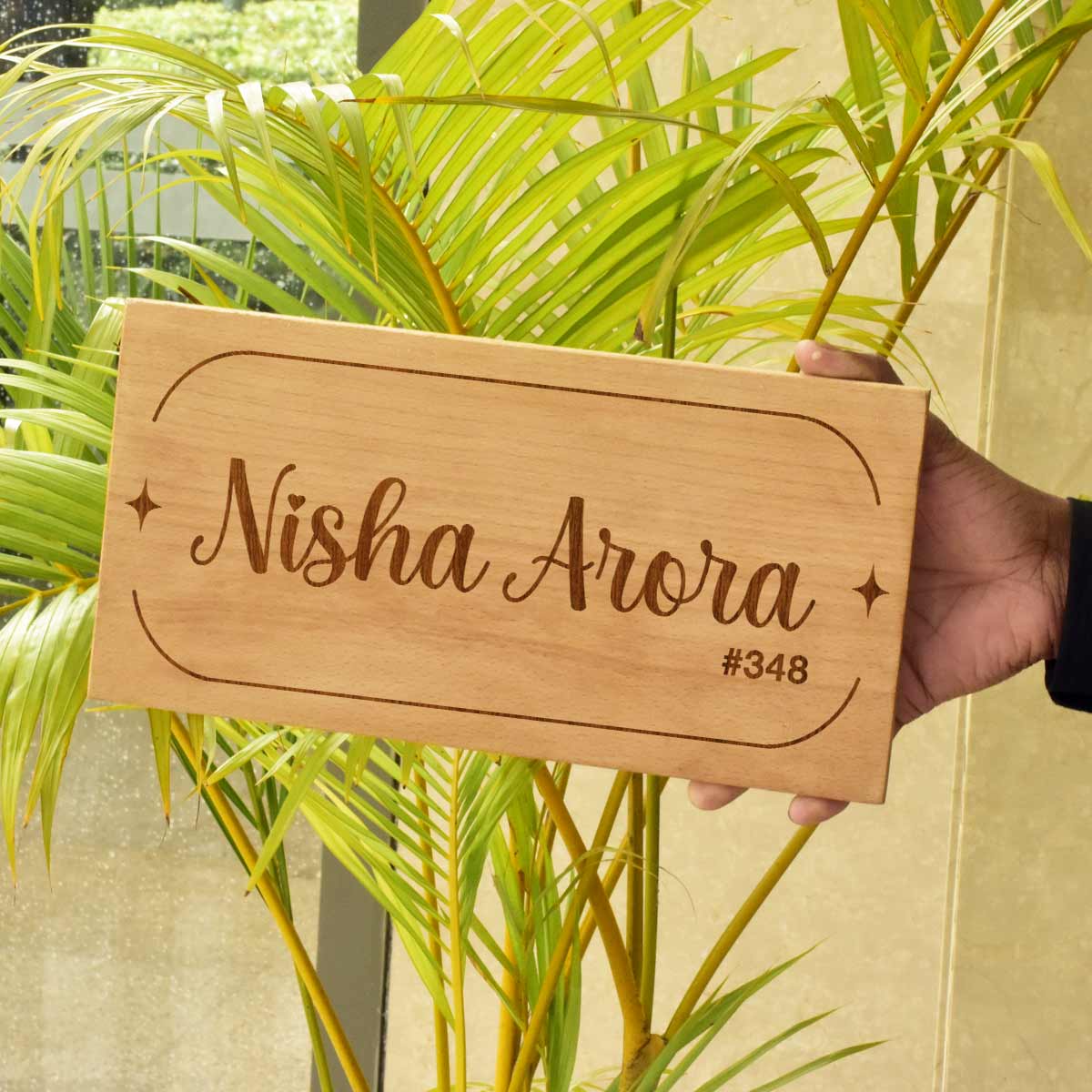 Wooden Engraved Custom Name Plate for Home