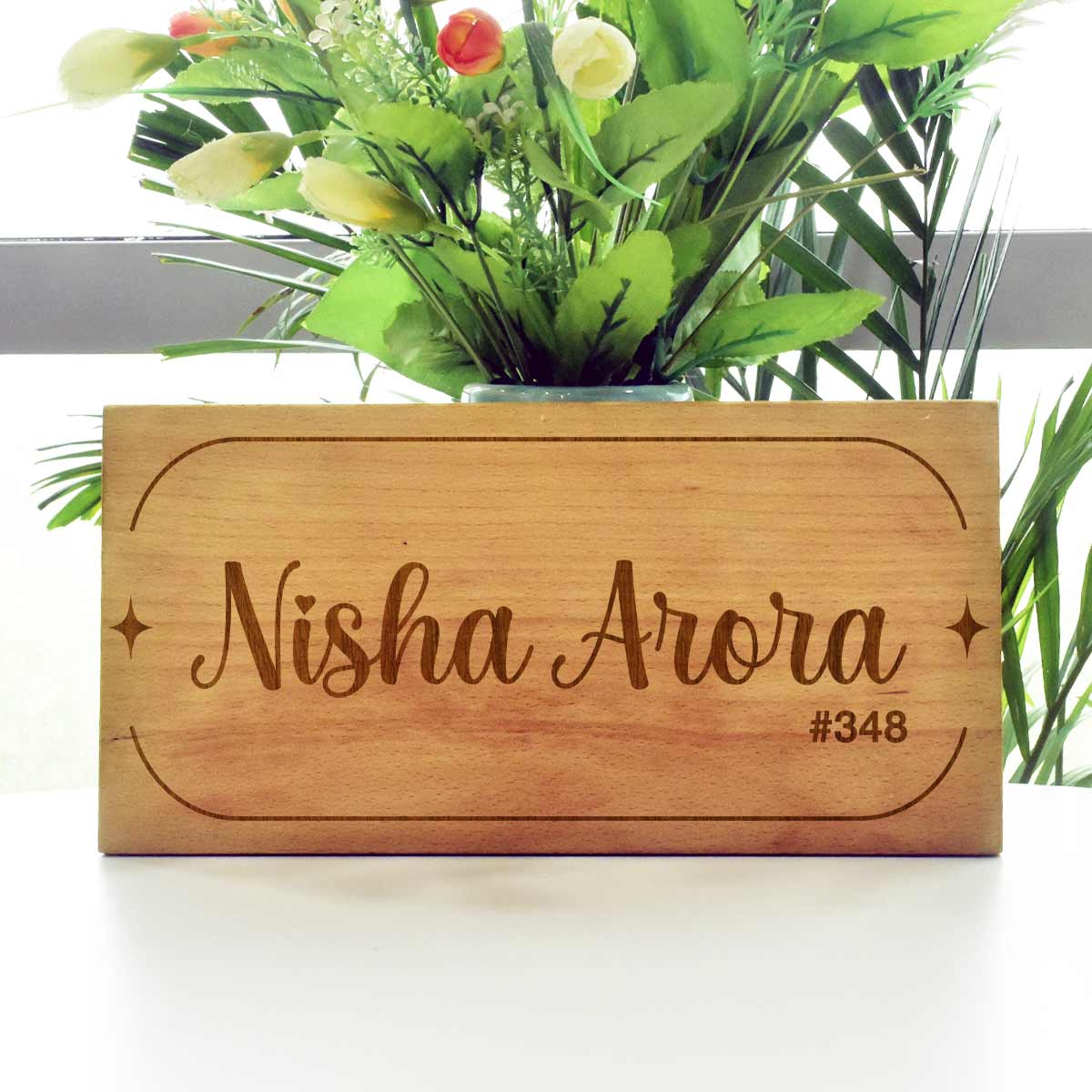 Wooden Engraved Custom Name Plate for Home