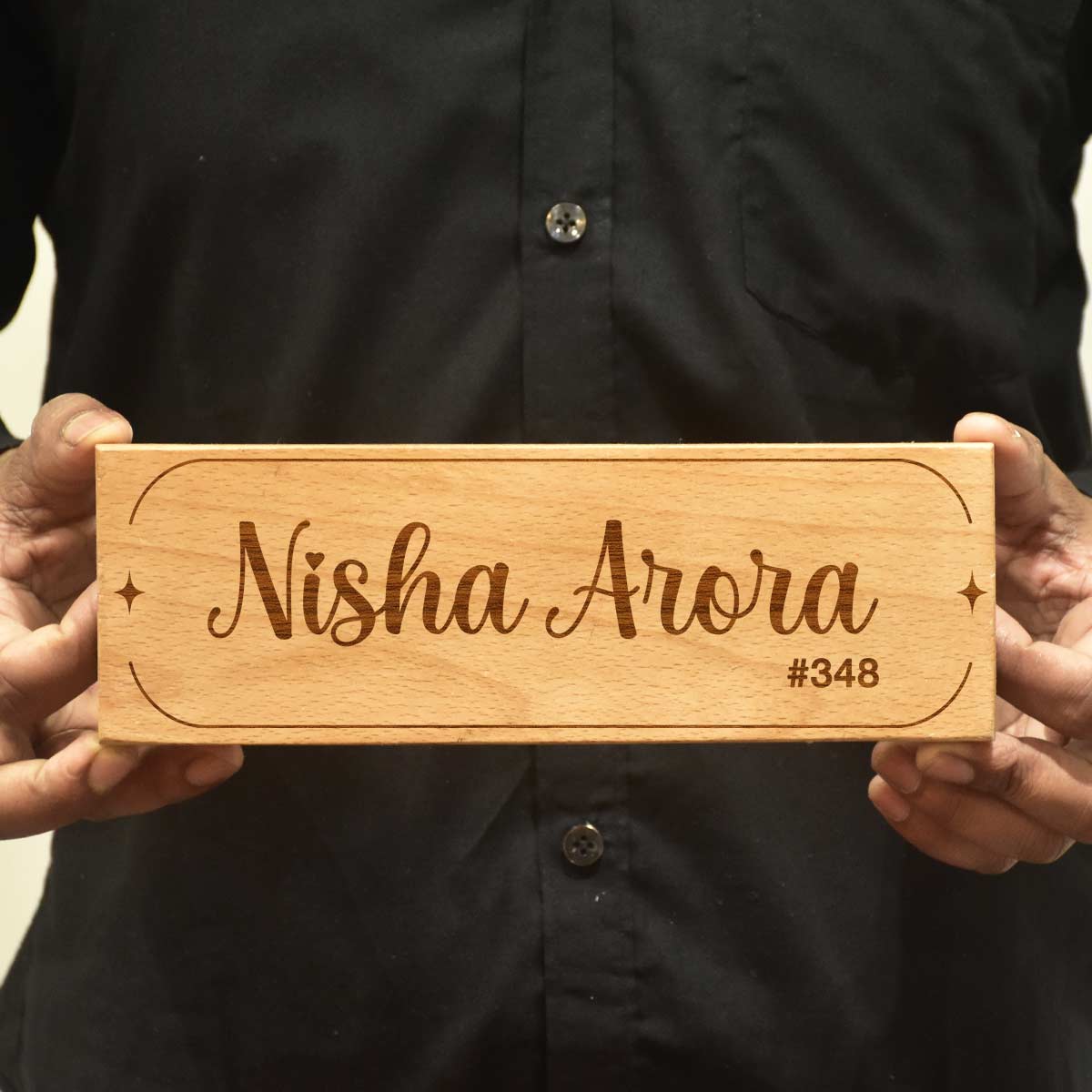 Wooden Engraved Custom Name Plate for Home