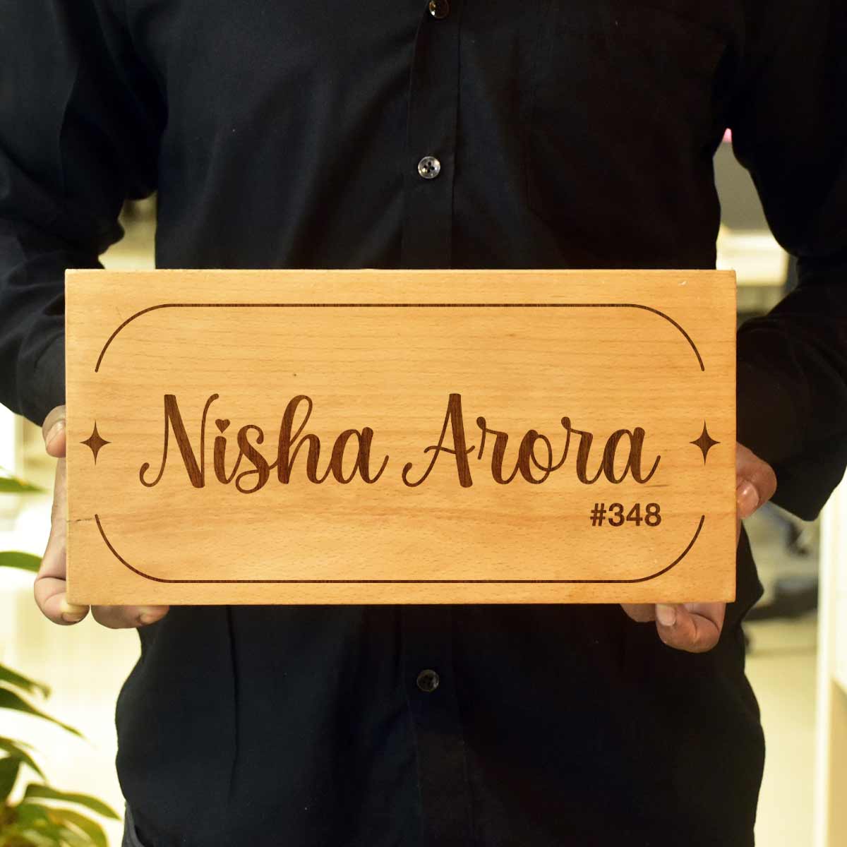Wooden Engraved Custom Name Plate for Home